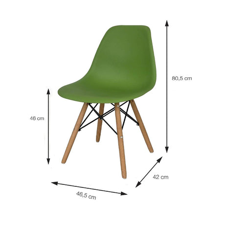 Set x 6 Sillas DKR Verde 47x81cm Asiento Cuadrado con Espaldar - Sillas y Butacos | Bylmo