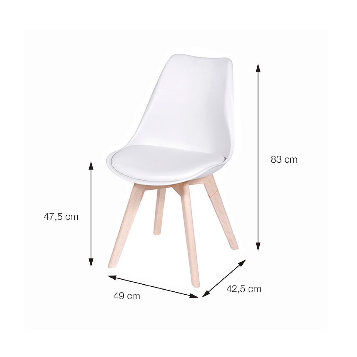 Silla 5 Cincuenta Blanco 43x83cm Asiento Cuadrado con Espaldar - Sillas y Butacos | Bylmo