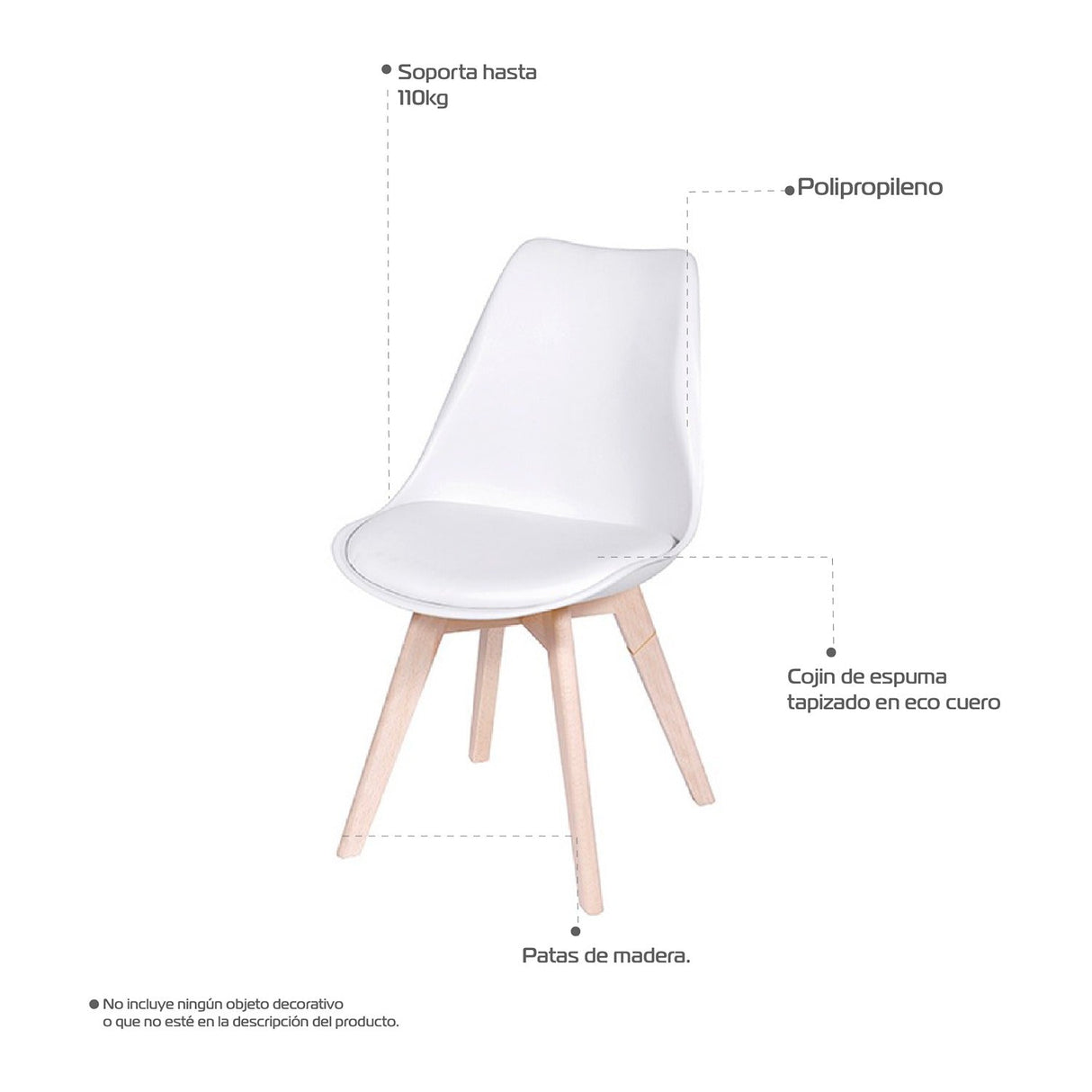 Silla 5 Cincuenta Blanco 43x83cm Asiento Cuadrado con Espaldar - Sillas y Butacos | Bylmo