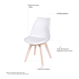 Silla 5 Cincuenta Blanco 43x83cm Asiento Cuadrado con Espaldar - Sillas y Butacos | Bylmo