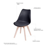 Silla 5 Cincuenta Negro 43x83cm Asiento Cuadrado con Espaldar - Sillas y Butacos | Bylmo