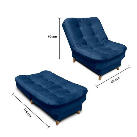 Silla Poltrona fendik Azul 80x90cm De Un Puesto Reclinable con Apoya Brazos - Sofas y Poltronas | Bylmo