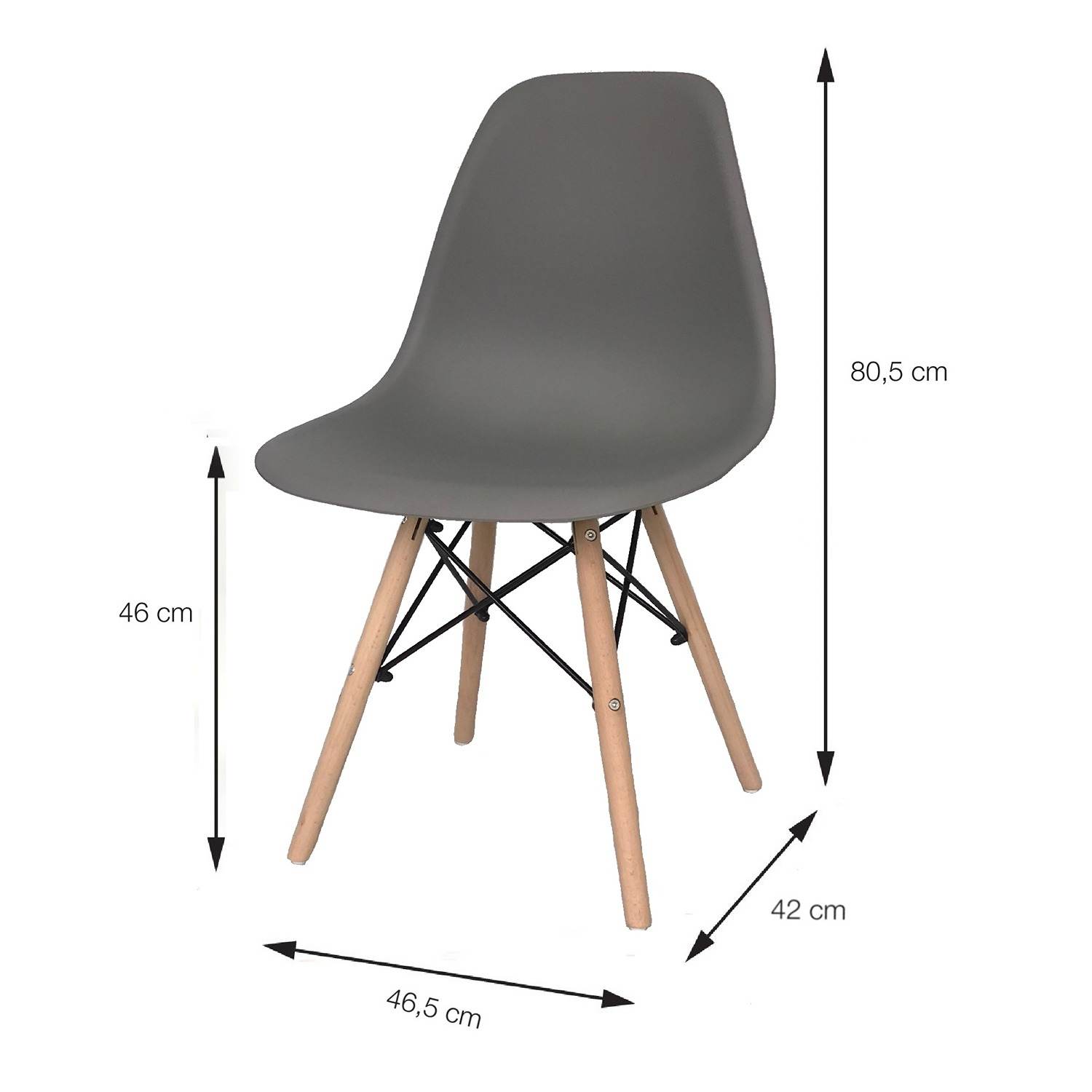 Silla DKR Gris 47x81cm Asiento Cuadrado con Espaldar - Sillas y Butacos | Bylmo