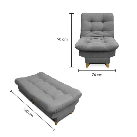 Silla Poltrona Carvallo Gris 76x90cm De Un Puesto Reclinable con Apoya Brazos - Sofas y Poltronas | Bylmo
