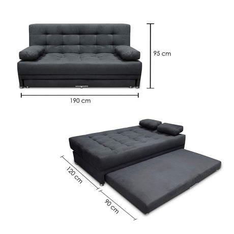 Sofá Cama Matter Gris 190x95cm De 3 Puestos Reclinable con Apoya Brazos - Sofas y Poltronas | Bylmo