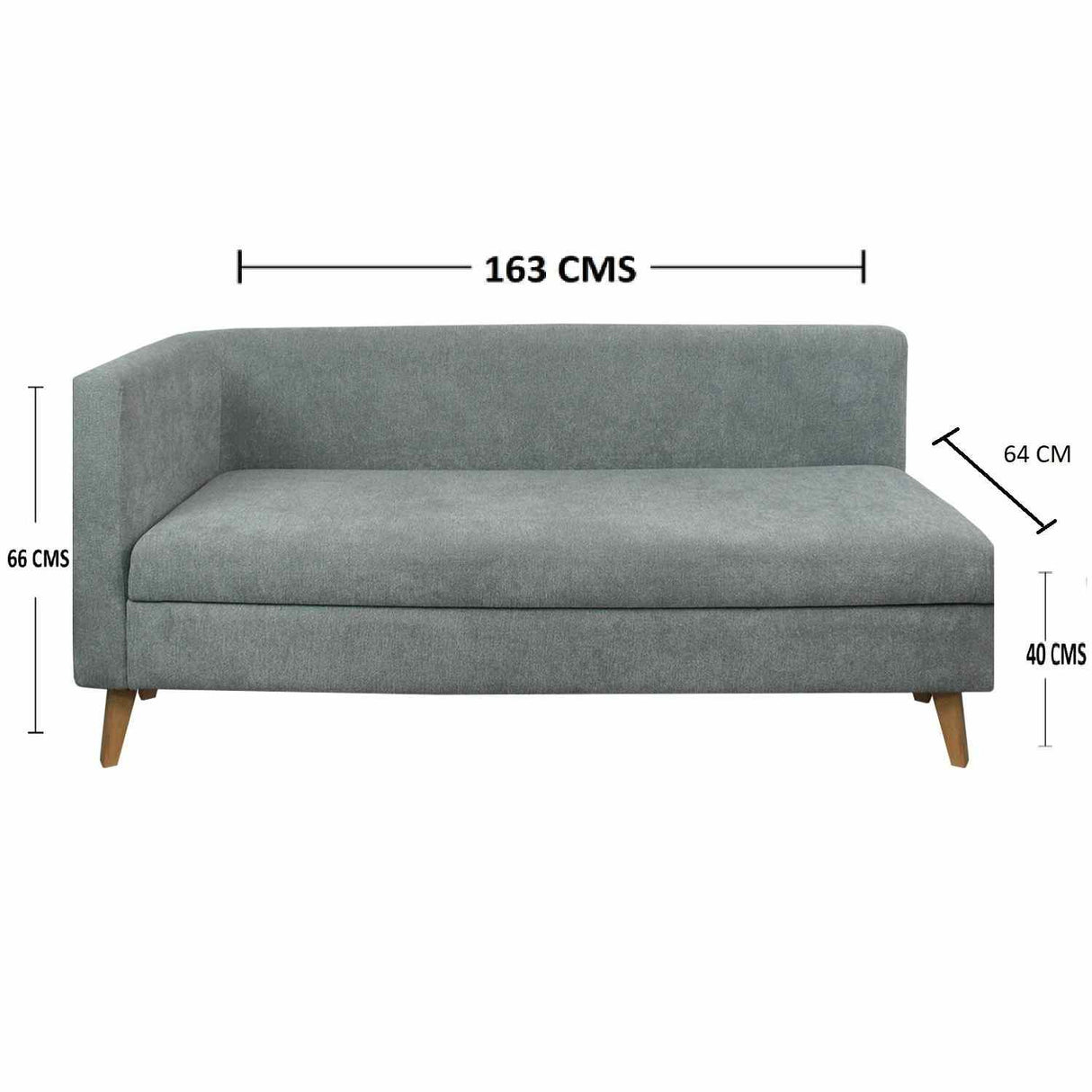 Sofá Chaise Long Gris 163 cm con Baúl - Sofas y Poltronas | Bylmo