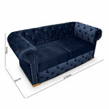Sofá Chesterfield Azul 210x78cm De 3 Puestos con Apoya Brazos - Sofas y Poltronas | Bylmo