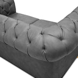 Sofá Chesterfield Cuero Gris 170x78cm De 2 Puestos con Apoya Brazos - Sofas y Poltronas | Bylmo