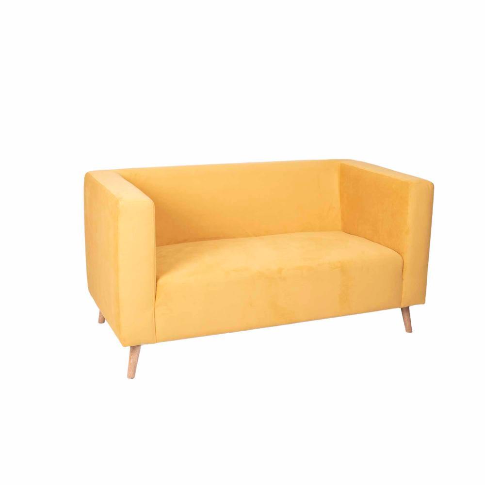 Combo Sofa, Puff, Biblioteca y Mesas Loly Amarillo 145 cm - Sofas | Bylmo