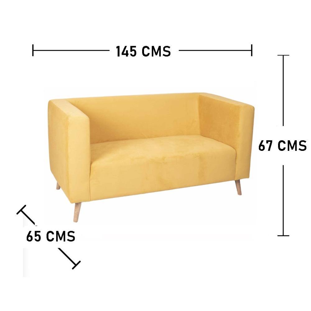 Combo Sofa, Puff, Biblioteca y Mesas Loly Amarillo 145 cm - Sofas | Bylmo