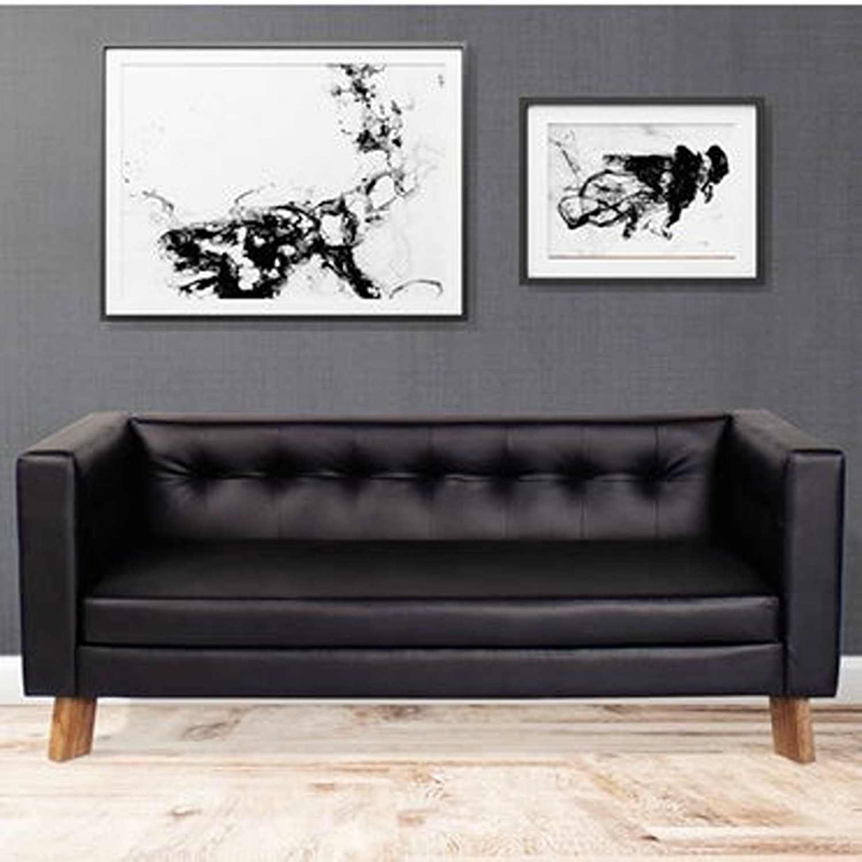 Sofá Napoli Negro 156 cm con Patas de Madera - Sofas y Poltronas | Bylmo