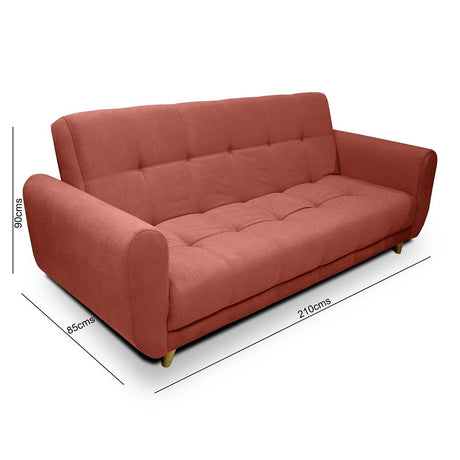 Sofá Cama Archer Coral 210x95cm De 3 Puestos Reclinable con Apoya Brazos - Sofas | Bylmo