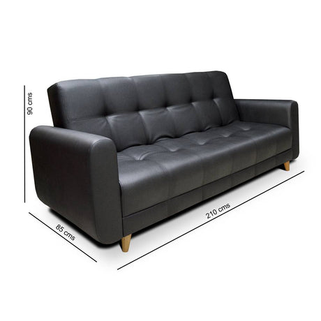 Sofá Cama Archer Negro 210x95cm De 3 Puestos Reclinable con Apoya Brazos - Sofas | Bylmo