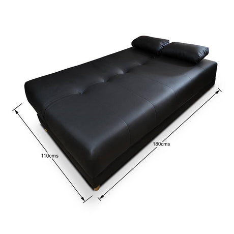 Sofá Cama Sabath Negro 180x81cm De 3 Puestos Reclinable sin Apoya Brazos - Sofas | Bylmo