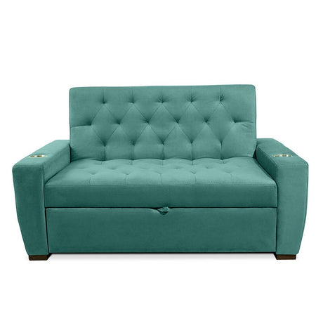 Sofá Cama Vicenzo Turquesa 150x86cm De 3 Puestos Reclinable con Apoya Brazos - Sofas | Bylmo