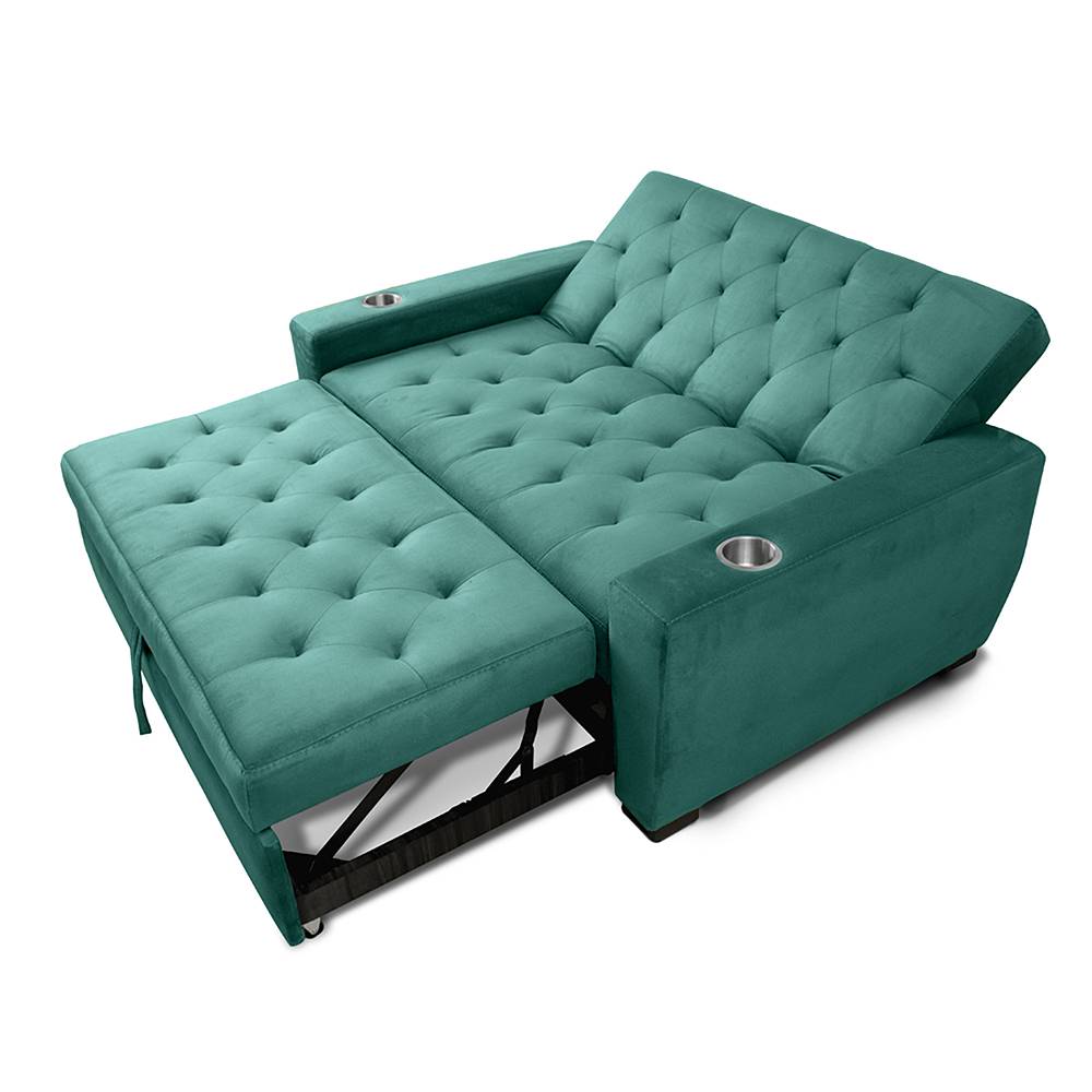 Sofá Cama Vicenzo Turquesa 150x86cm De 3 Puestos Reclinable con Apoya Brazos - Sofas | Bylmo