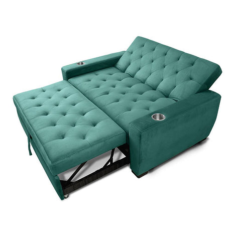 Sofá Cama Vicenzo Turquesa 150x86cm De 3 Puestos Reclinable con Apoya Brazos - Sofas | Bylmo