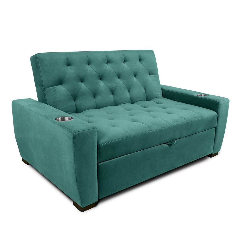 Sofá Cama Vicenzo Turquesa 150x86cm De 3 Puestos Reclinable con Apoya Brazos - Sofas | Bylmo