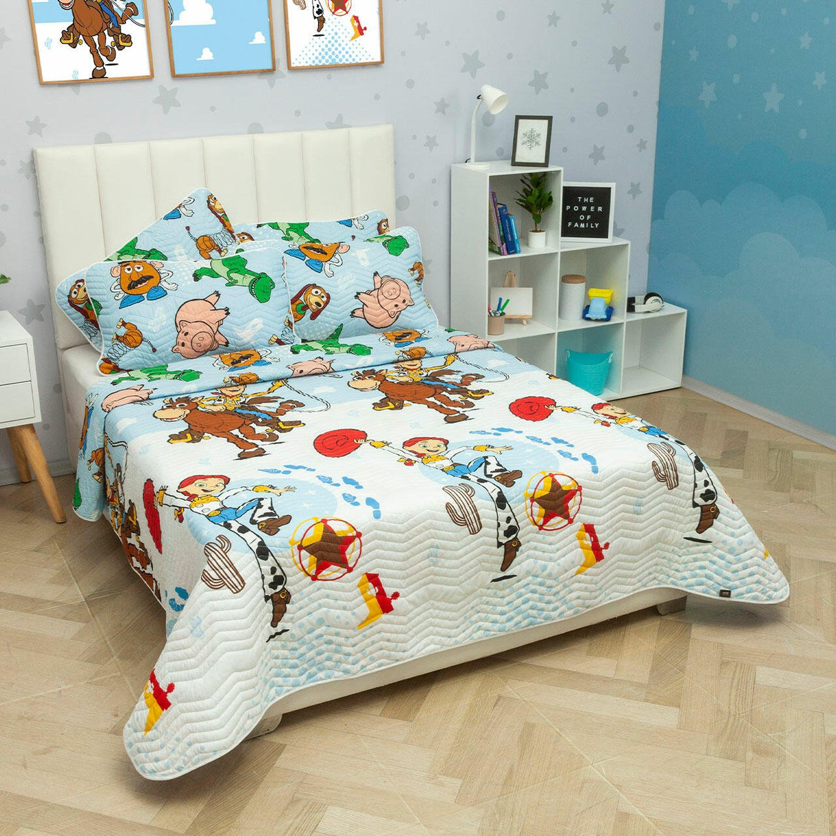 Cubrelecho Español Infantil Azul para Cama Semidoble 120 X 190 Cm Doble Faz de Toy Story - Ropa de Cama | Bylmo