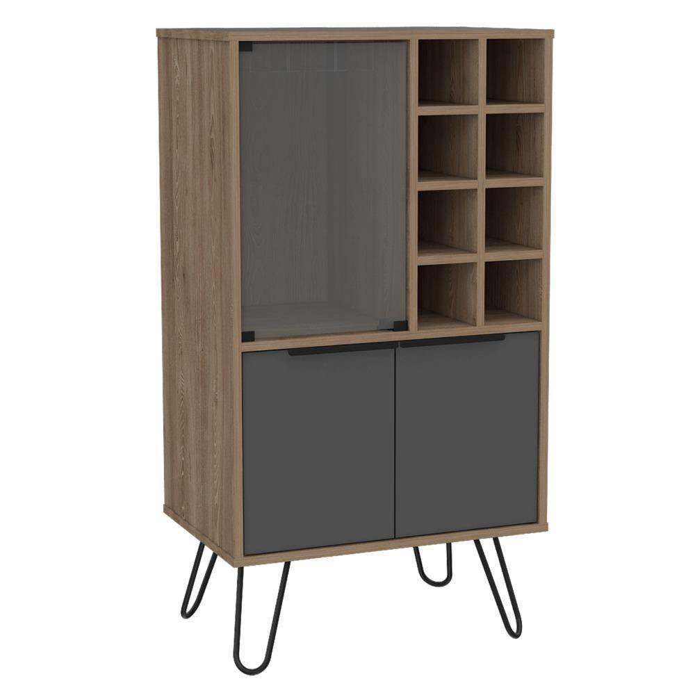 Bar Vegas Miel y Plomo 59 cm con Puerta de Vidrio - Bares | Bylmo