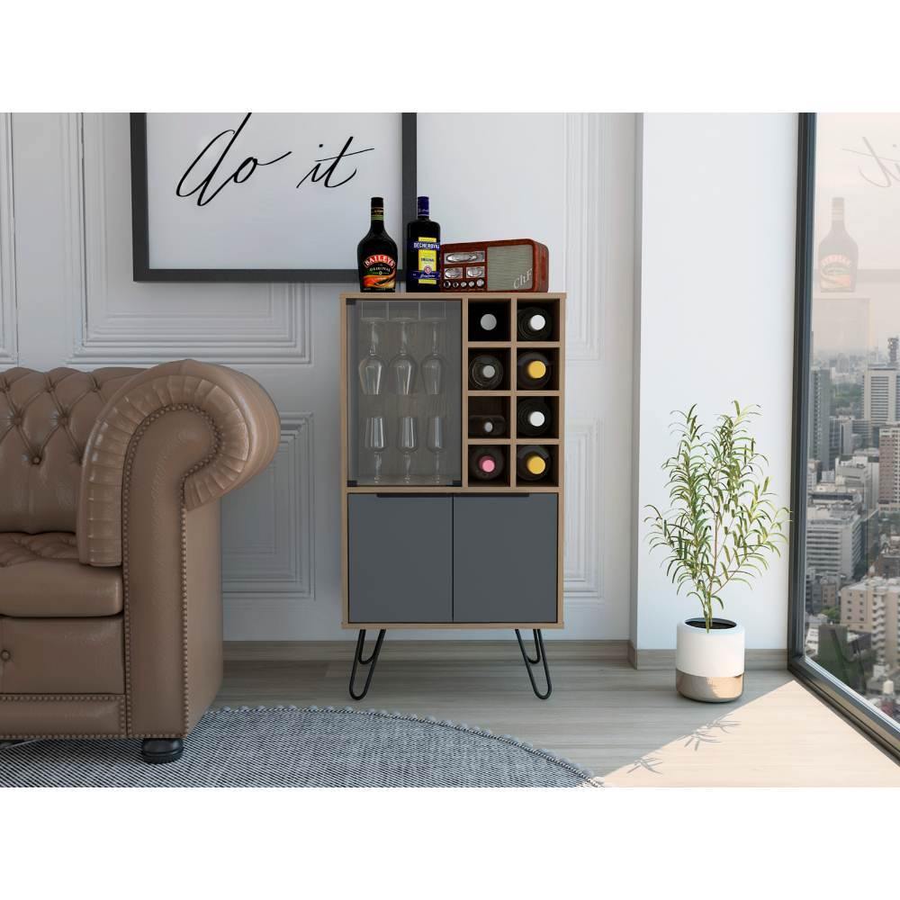 Bar Vegas Miel y Plomo 59 cm con Puerta de Vidrio - Bares | Bylmo