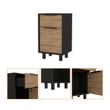 Mesa de Noche Kaia Plus Miel y Wengue 41 cm con Un Cajón y Una Puerta - Mesas de Noche | Bylmo