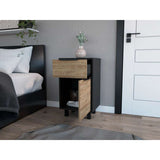 Mesa de Noche Kaia Plus Miel y Wengue 41 cm con Un Cajón y Una Puerta - Mesas de Noche | Bylmo