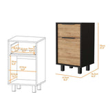 Mesa de Noche Kaia Plus Miel y Wengue 41 cm con Un Cajón y Una Puerta - Mesas de Noche | Bylmo