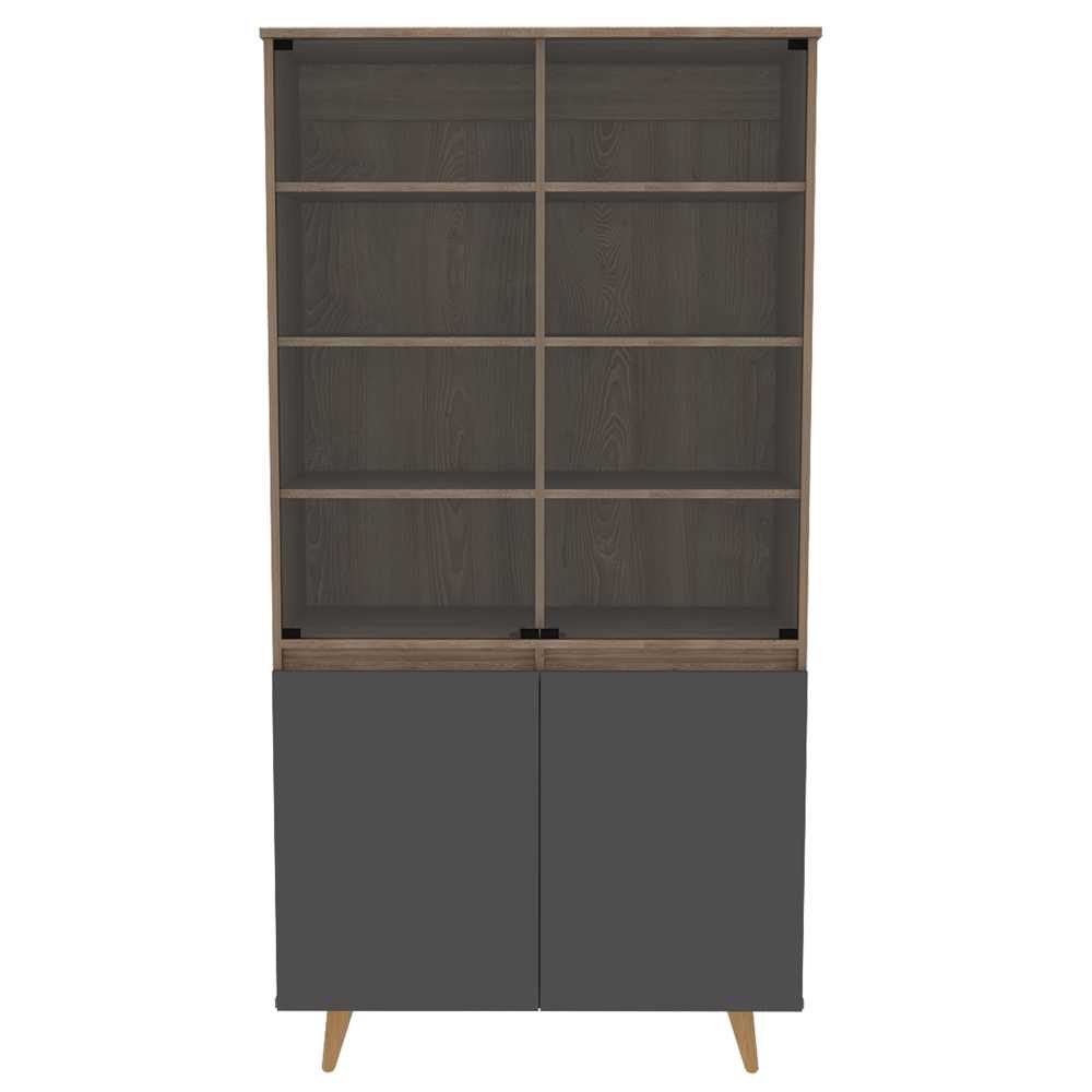 Vitrina Salem Miel 91.1x180cm con Doce Compartimientos y sin Portabotellas - Bifes | Bylmo