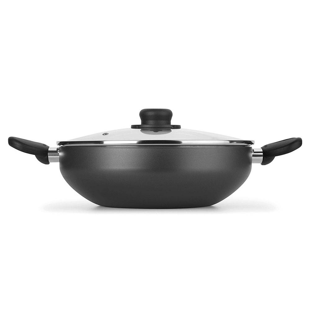 Wok Gris 28x14.7cm con Mango de Baquelita y con Revestimiento Antiadherente - Ollas y Sartenes | Bylmo