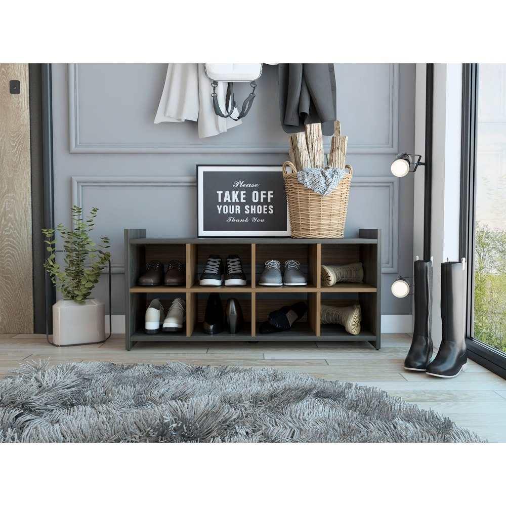 Zapatero Carbón y Gales 100.6x33.4cm Horizontal de Dos Niveles para Dieciséis Pares - Closets | Bylmo