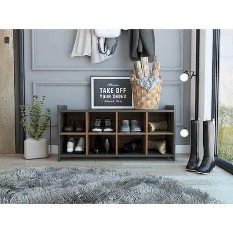 Zapatero Carbón y Gales 100.6x33.4cm Horizontal de Dos Niveles para Dieciséis Pares - Closets | Bylmo
