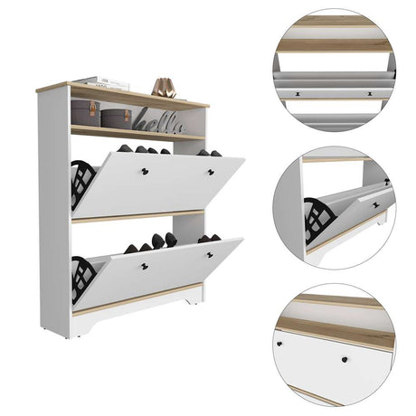 Zapatero Calgary Blanco y Duna 100 cm con Dos puertas y Entrepaño - Closets | Bylmo