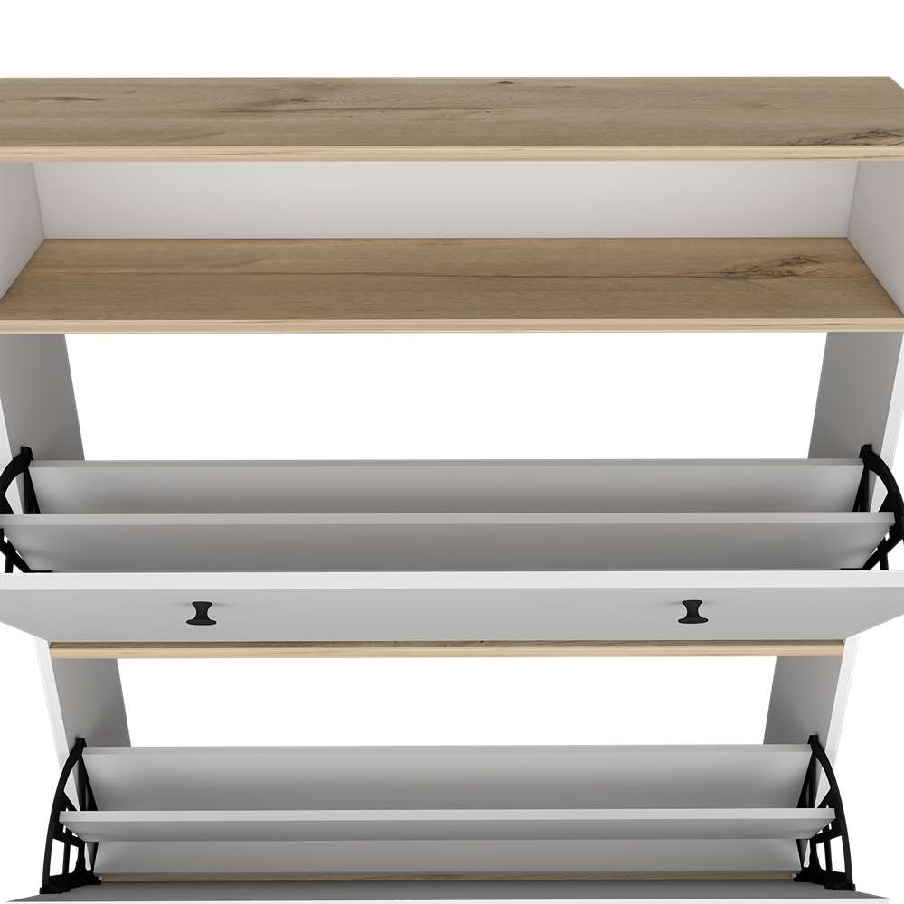 Zapatero Calgary Blanco y Duna 100 cm con Dos puertas y Entrepaño - Closets | Bylmo