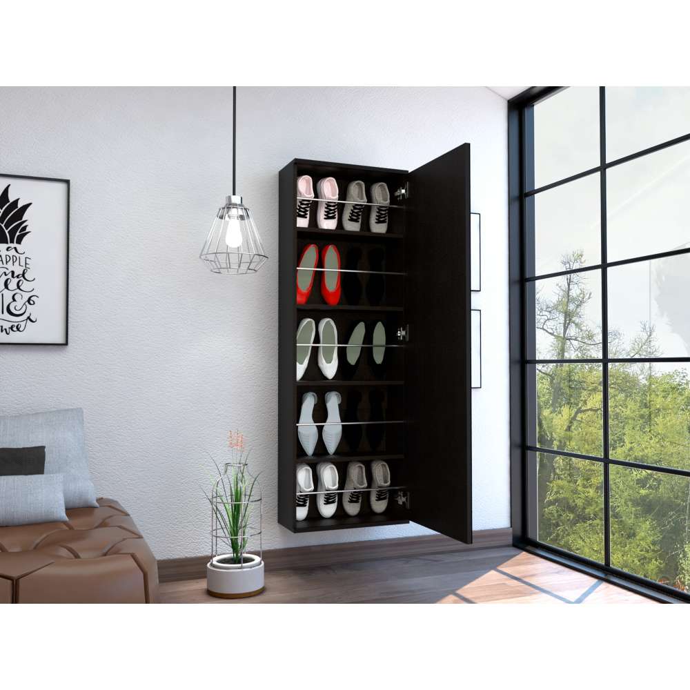 Zapatero Leto Wengue 47x138cm Vertical de Cinco Niveles para Diez pares de Zapatos - Closets | Bylmo