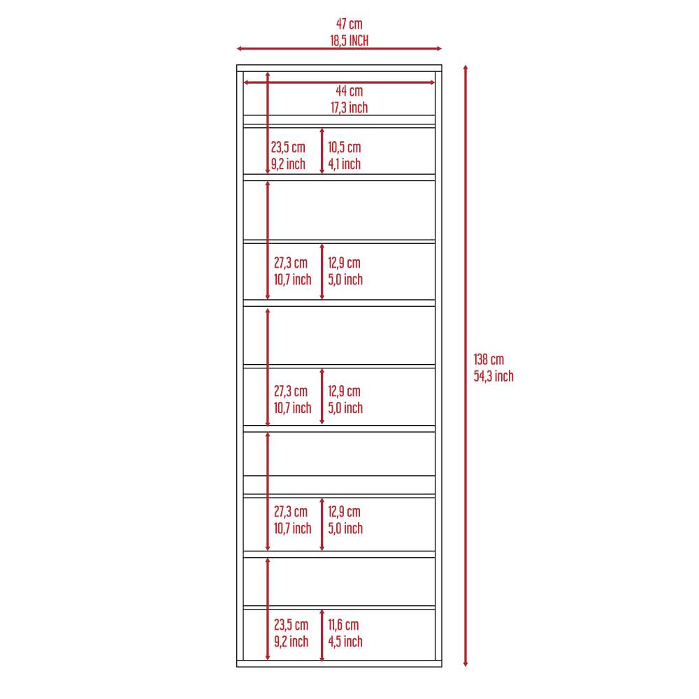 Zapatero Leto Wengue 47x138cm Vertical de Cinco Niveles para Diez pares de Zapatos - Closets | Bylmo