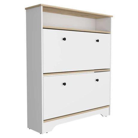 Zapatero Z 100 Blanco 100x100cm Horizontal de Dos Niveles para Seis pares de Zapatos - Zapateros | Bylmo