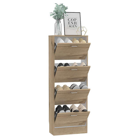 Zapatero Z 51 Duna y Blanco 52x140.6cm Vertical de Cuatro Niveles para Ocho pares de Zapatos - Closets | Bylmo