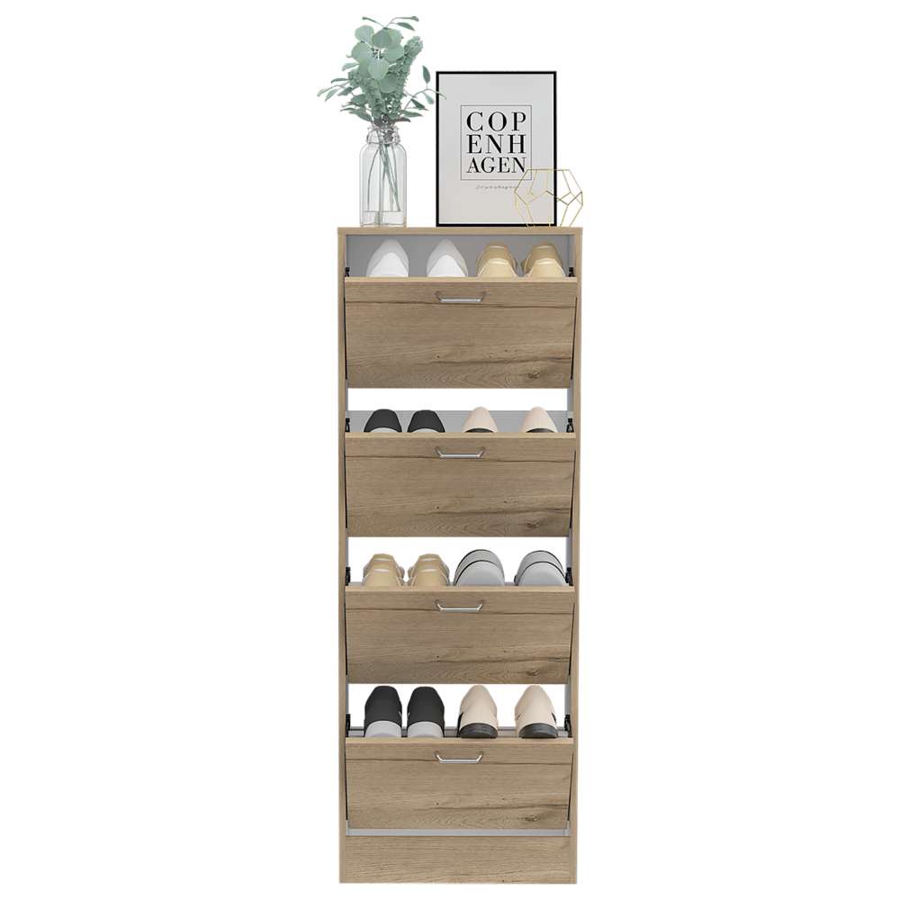 Zapatero Z 51 Duna y Blanco 52x140.6cm Vertical de Cuatro Niveles para Ocho pares de Zapatos - Closets | Bylmo