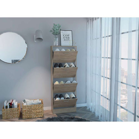 Zapatero Z 51 Duna y Blanco 52x140.6cm Vertical de Cuatro Niveles para Ocho pares de Zapatos - Closets | Bylmo