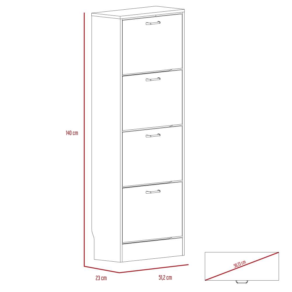 Zapatero Z 51 Duna y Blanco 52x140.6cm Vertical de Cuatro Niveles para Ocho pares de Zapatos - Closets | Bylmo