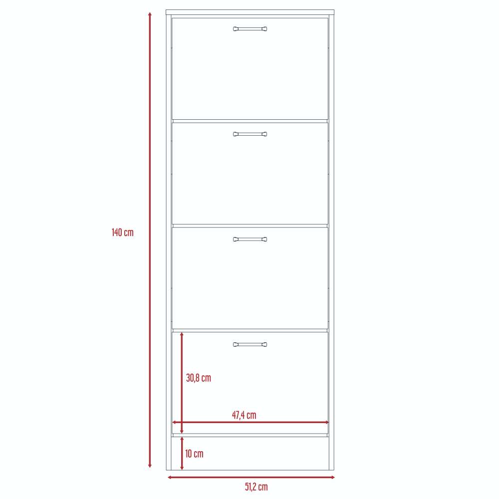 Zapatero Z 51 Duna y Blanco 52x140.6cm Vertical de Cuatro Niveles para Ocho pares de Zapatos - Closets | Bylmo