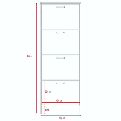 Zapatero Z 51 Duna y Blanco 52x140.6cm Vertical de Cuatro Niveles para Ocho pares de Zapatos - Closets | Bylmo