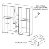 Closet Atlas Caramelo 200x200cm con Cuatro Cajones Cuatro Puertas y con Espejo - Closets | Bylmo