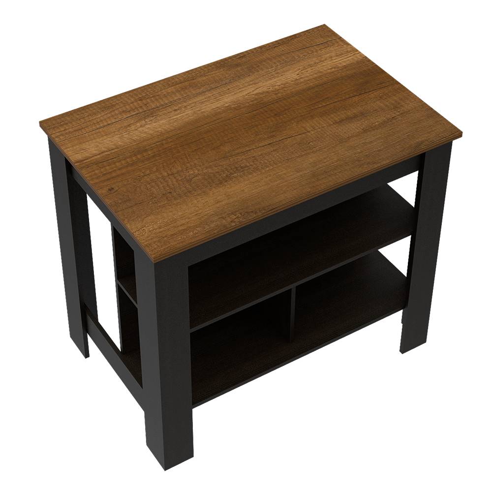 Mueble Auxiliar de Cocina Cala Wengue y Caramelo 103 cm con Entrepaños - Muebles Organizadores | Bylmo