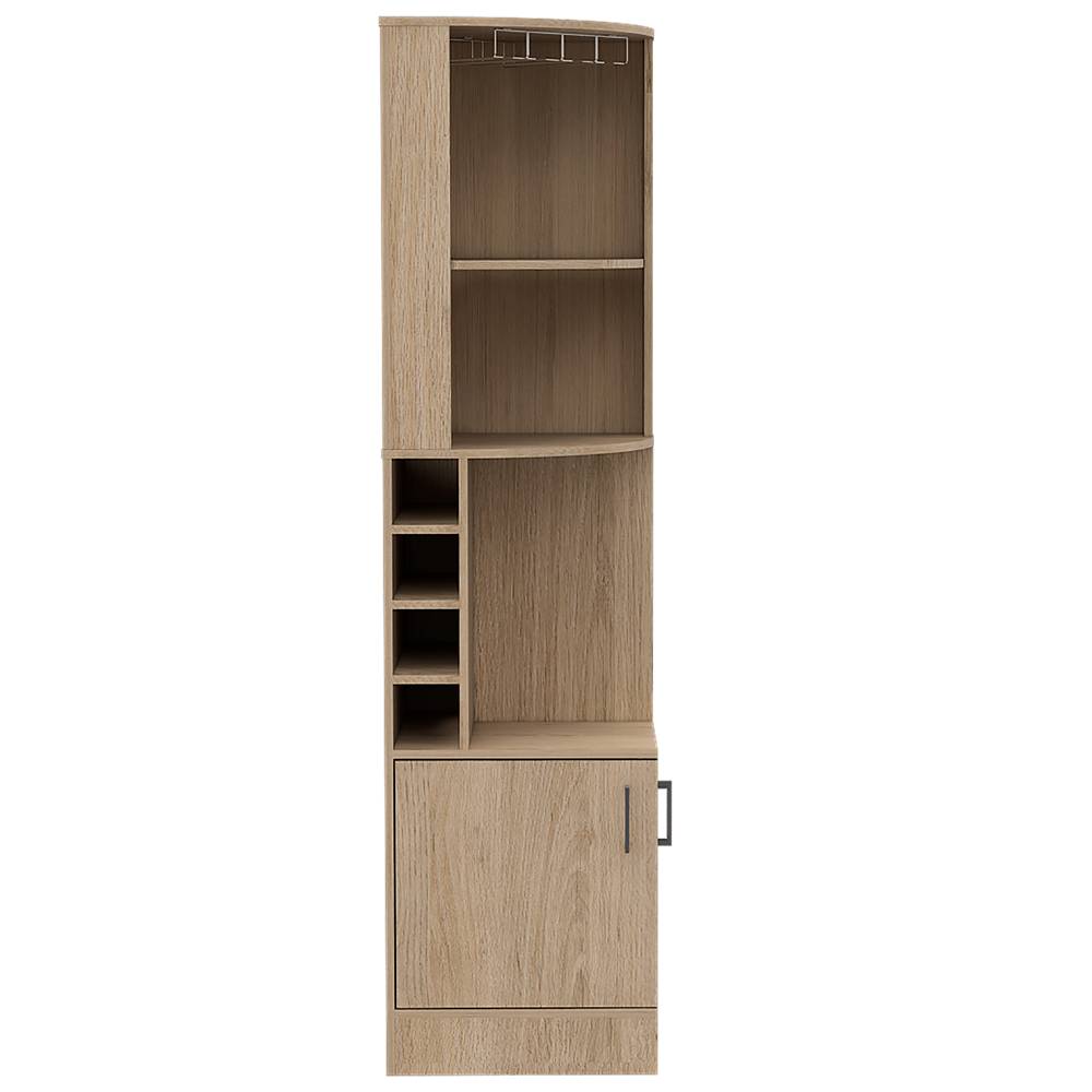 Bar Esquinero Esquinero Syrah Rovere 46.9x180.6cm con Un Cajón y con Ocho Portabotellas - Bares | Bylmo
