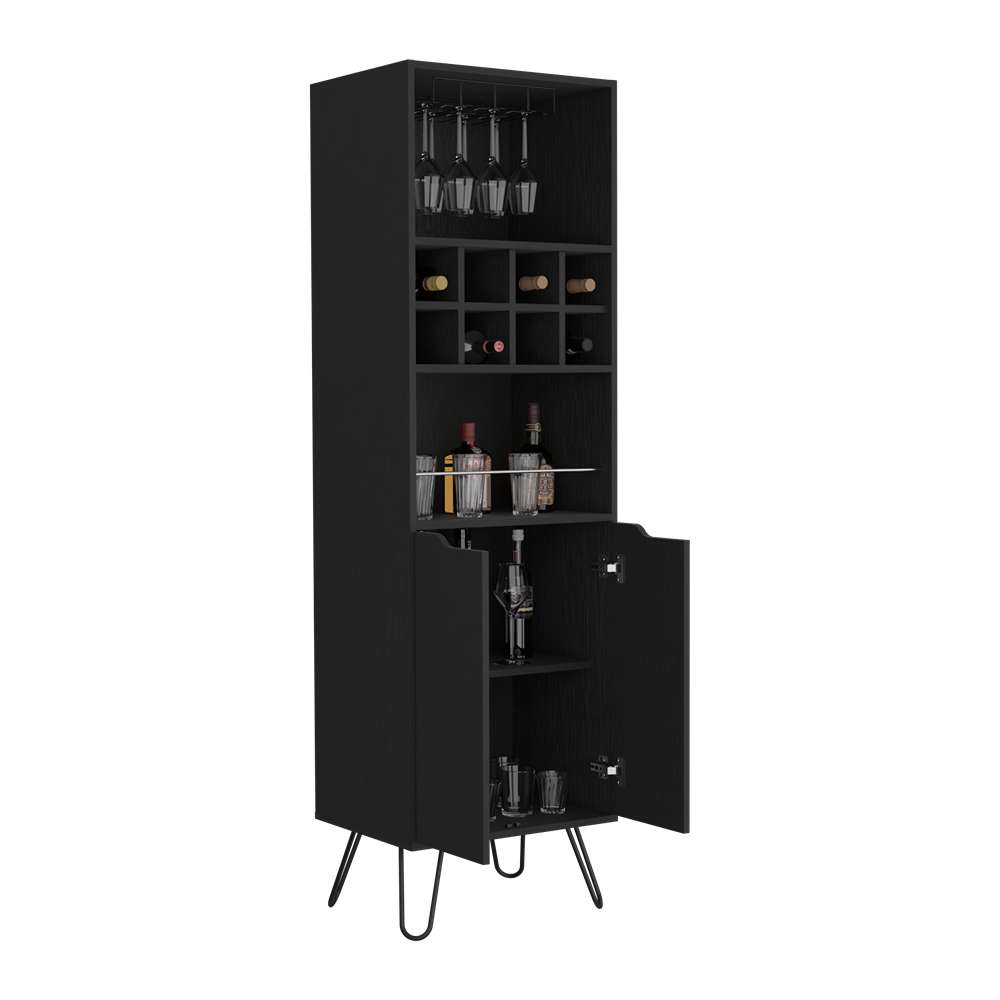 Bar Manhattan Wengue 50x50cm con Un Cajón y con Ocho Portabotellas - Bares | Bylmo