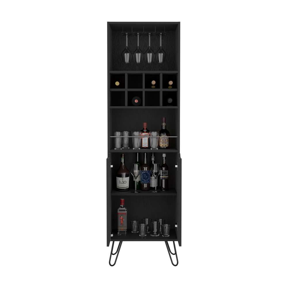 Bar Manhattan Wengue 50x50cm con Un Cajón y con Ocho Portabotellas - Bares | Bylmo