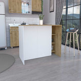 Barra de Cocina Bari Blanco 140x90cm con Cuatro Entrepaños y Ocho Compartimientos - Barras y Muebles Auxiliares | Bylmo