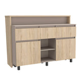 Barra de Cocina Kiara Rovere y Taupe 150 cm con Dos Puertas y Tres Cajones - Muebles Organizadores | Bylmo